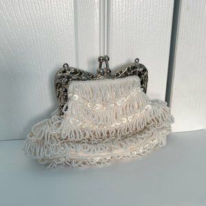 White Beaded Clutch